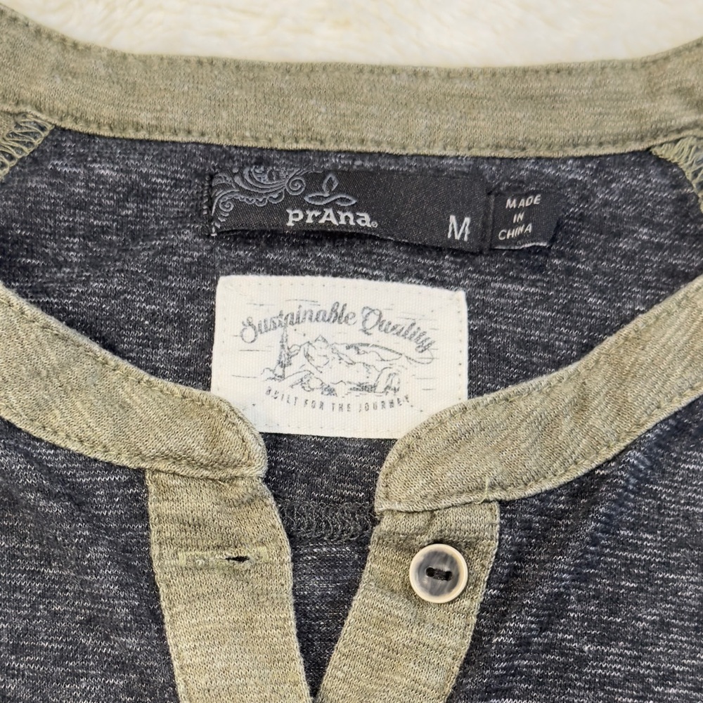 Prana Olive and Charcoal 3/4 Sleeve Shirt - Picture 6 of 10